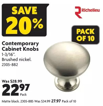 Home Hardware Contemporary cabinet knobs: brushed nickel finish | matte black offer