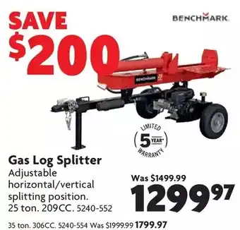 Home Hardware Gas log splitter. 25 ton. 209cc | 35 ton. 306cc offer