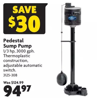 Home Hardware Pedestal sump pump offer