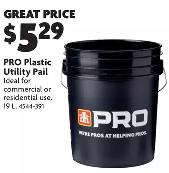 Home Hardware Pro plastic utility pail offer