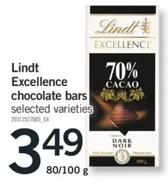 Fortinos Lindt excellence chocolate bars offer