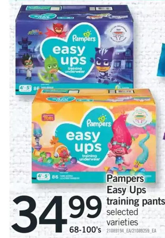 Fortinos Pampers easy ups training pants offer