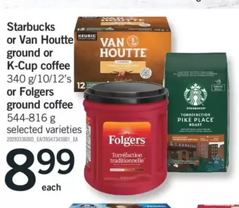 Fortinos Starbucks or van houtte ground or k-cup coffee or folgers ground coffee offer
