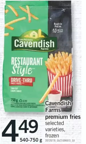 Fortinos Cavendish farms premium fries offer