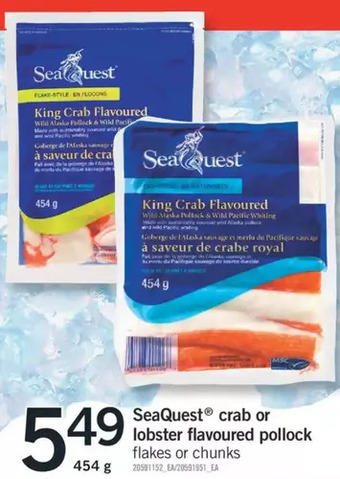 Fortinos Seaquest crab or lobster flavoured pollock offer