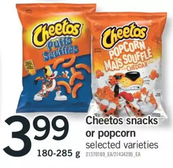 Fortinos Cheetos snacks or popcorn offer
