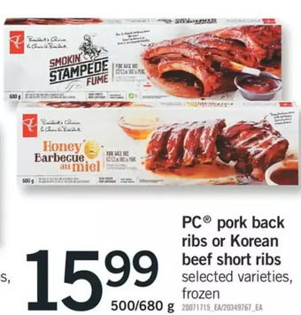 Fortinos Pc pork back ribs or korean beef short ribs offer