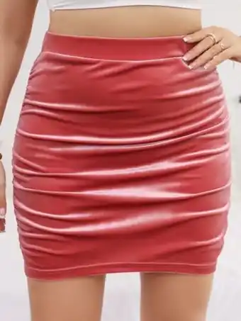 SheIn Plus velvet ruched bodycon skirt offer