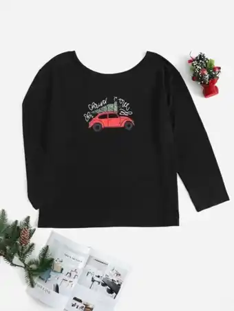 SheIn Plus christmas print tee offer