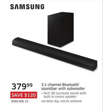 The Source Samsung 3.1-channel bluetooth® soundbar with subwoofer offer
