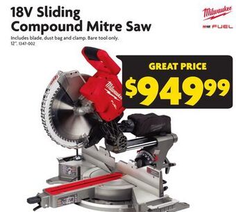 Home Hardware 18v sliding compound mitre saw offer