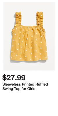 Old Navy Sleeveless printed ruffled swing top for girls offer