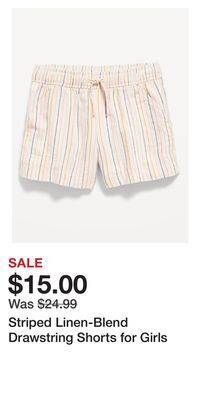 Old Navy Striped linen-blend drawstring shorts for girls offer