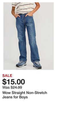 Old Navy Wow straight non-stretch jeans for boys offer