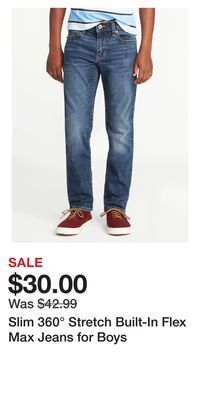 Old Navy Slim 360° stretch built-in flex max jeans for boys offer