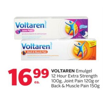 Rexall Voltaren emulgel 12 hour extra strength 100g, joint pain 120g or back & muscle pain 150g offer