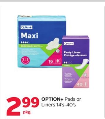 Rexall Option + pads or liners offer