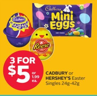 Rexall Cadbury or hershey's easter singles offer