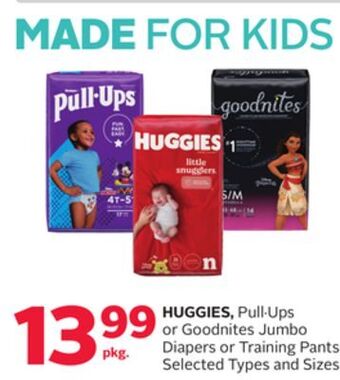 Rexall Huggies, pull. ups or goodnites jumbo diapers or training pants offer
