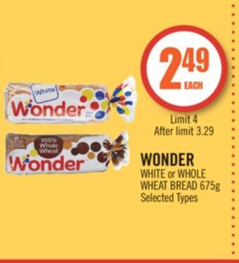 Shoppers Drug Mart Wonder white or whole wheat bread offer