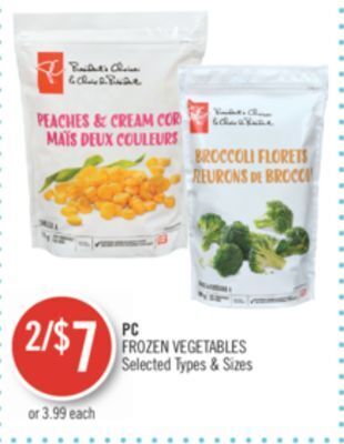 Shoppers Drug Mart Pc frozen vegetables offer