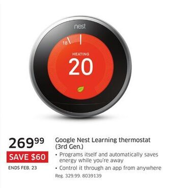 The Source Google nest learning thermostat (3rd gen.) offer