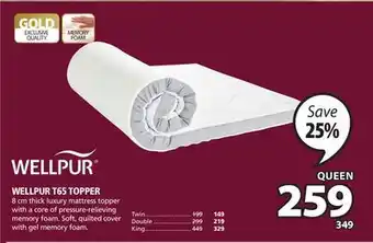 JYSK Wellpur t65 topper 8 cm thick luxury mattress topper offer