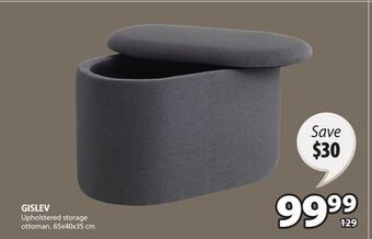 JYSK Gislev upholstered storage ottoman offer