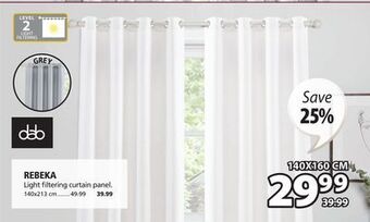 JYSK Rebeka light filtering curtain panel offer