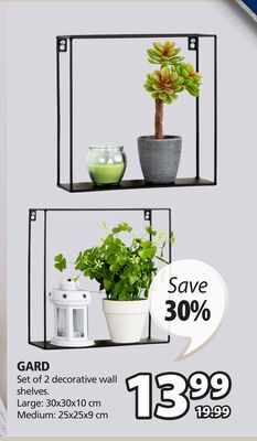 JYSK Gard set of 2 decorative wall shelves offer