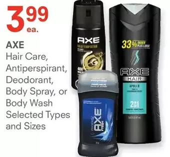 Guardian Pharmacy Axe hair care, antiperspirant, deodorant, body spray, or body wash offer