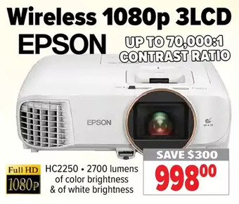 2001 Audio Video Epson wireless 1080p 3lcd offer