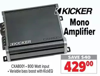 2001 Audio Video Kicker mono amplifier offer