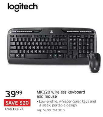 The Source Logitech mk320 wireless keyboard and mouse offer