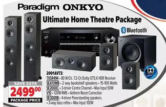 2001 Audio Video Paradigm onkyo ultimate home theatre package offer