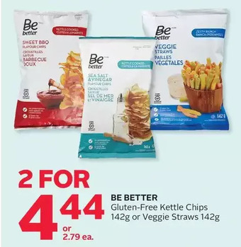 Rexall Be better gluten-free kettle chips or veggie straws offer