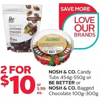 Rexall Nosh & co. candy tubs or be better or nosh & co. bagged chocolate offer