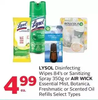 Rexall Lysol disinfecting wipes or sanitizing spray or air wick essential mist, botanica, freshmatic or scented oil refills offer
