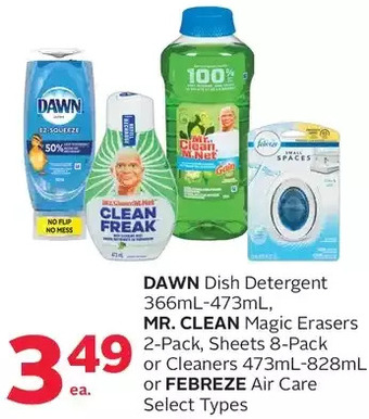 Rexall Dawn dish detergent, mr. clean magic erasers, sheets or cleaners or febreze air care offer