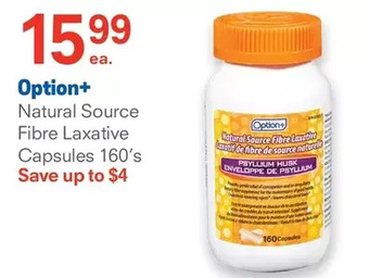Guardian Pharmacy Option+ natural source fibre laxative capsules offer