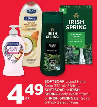 Rexall Softsoap liquid hand soap, softsoap or irish spring body wash or irish spring bar soap offer