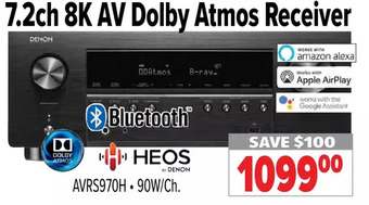 2001 Audio Video Denon 7.2ch 8k av dolby atmos receiver offer
