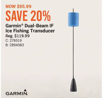 Cabela's Garmin dual-beam if ice fishing transducer offer