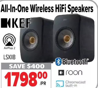 2001 Audio Video Kef all-in-one wireless hifi speakers offer