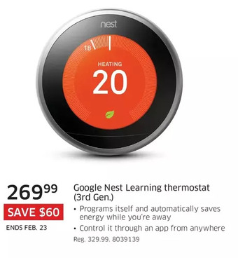 The Source Google nest learning thermostat (3rd gen.) offer