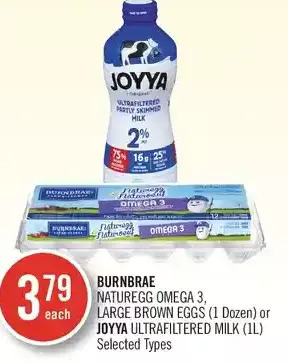 Shoppers Drug Mart Burnbrae naturegg omega 3, large brown eggs or joyya ultrafiltered milk offer