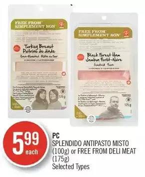 Shoppers Drug Mart Pc splendido antipasto misto or free from deli meat offer