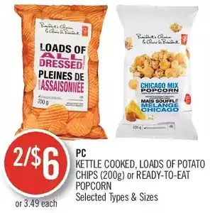 Shoppers Drug Mart Pc kettle cooked, loads of potato chips or ready-to-eat popcorn offer