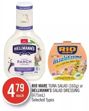 Shoppers Drug Mart Rio mare tuna salad or hellmann's salad dressing offer