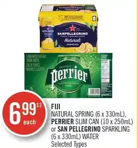 Shoppers Drug Mart Fiji natural spring, perrier slim can or san pellegrino sparkling water offer